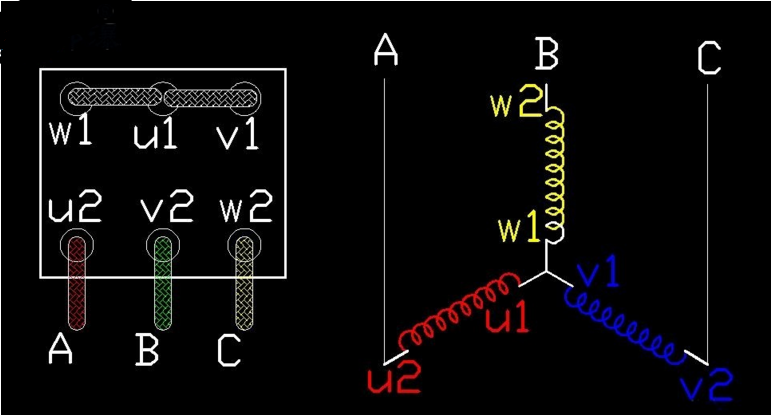 三相异步电机星形接线图示